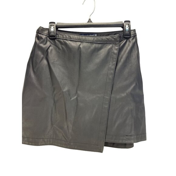 Abercrombie & Fitch Faux Leather Mini Skirt M Black Asymmetrical A-Line Gothic - Picture 1 of 7